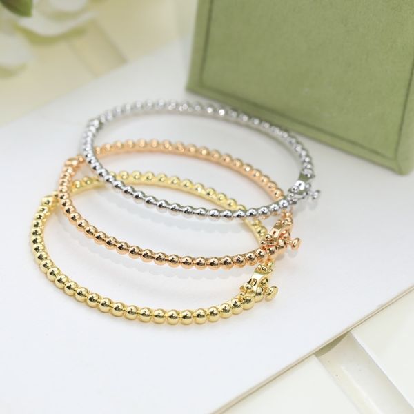 Bracelets Bangle Brand Designer Perlee Copper Bead Charm Three Colors Rose Yellow White Gold Bangles for Women Jewellry Love regalo