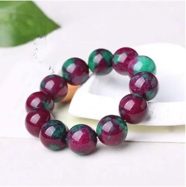 Bracelets Bracelet bijoux en Jade naturel perles rondes Bracelet en Jade émeraude rubis naturel