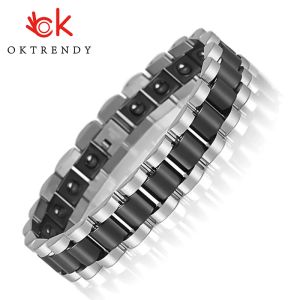 Armbanden Zwart Keramiek Roestvrij Stalen Armband Energie Germanium Gezonde Zorg Magnetische Armbanden Armbanden Voor Paar Polsband Sieraden