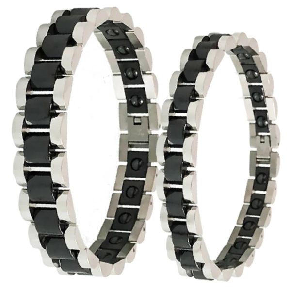 Pulseras Pulseras De Cerámica Negra De Acero Inoxidable para Parejas De Hombres Cuidado De La Salud Pulsera Magnética Germaniu para Mujer Brazalete Joyería para Amantes