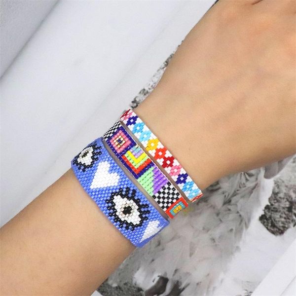 Pulseras BLUESTAR Pulsera de mal de ojo tejida a mano, joyería colorida para mujer, Pulseras de cuentas Miyuki, regalo de ojo griego para amigos, Pulseras