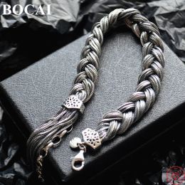 Bracelets Bocai S Sterling Sier Bracelets for Men Women 2023 New Fashion Hand Woven 10 mm Twist Weavenchain Argentim Punk Jewelry