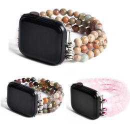 Bracelets Bohemia Perles de pierre naturelles Bands de bracelet élastique bande de montre intelligente pour Fitbit Versa Sense1 2 3 Strap Remplacemet