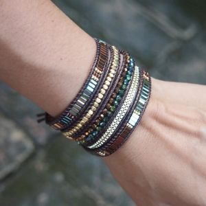 Armbanden Boheemse handgemaakte 5 keer kristallen kettingwikkels kraalsteen verklaring armband sieraden