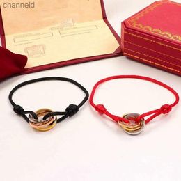 Bracelets Bracelets 23ss Mode En Acier Inoxydable Trinity Ring String Bracelet Trois Anneaux Dragonne Couple Bracelets pour Femmes et Hommes Fash