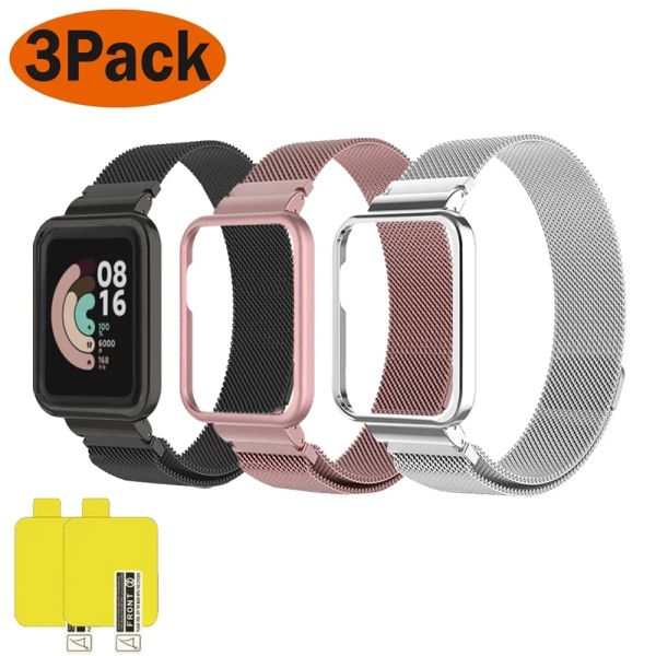 Bracelets Case Sangle pour Xiaomi Mi Watch Lite / Redmi Watch 3 Metal Magnetic Correa Redmi Watch 2 Lite Band Bracelet Metal + Case