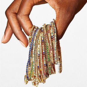 Pulseras Cadena nueva pulsera elástica con inserciones de diamantes pulsera de color moda