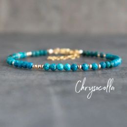 Bracelets brazalete de crisocolla, azurita malachita Chrysocolla Crystal Healing Stone Bead Bracelets para mujeres, joyas naturales de piedras preciosas
