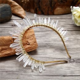 Bracelets diadème en cristal, peignes à cheveux, bandeau en Quartz brut, peigne en cristal de mariage, accessoires pour cheveux de mariée, épingles à cheveux de bal, bijoux cadeaux