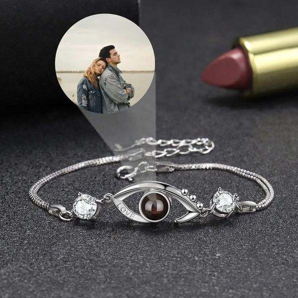 Bracelets Bracelets Photo personnalisés Bracelet Photo de Projection en Argent Sterling 925 personnalisé pour Femme Maman Bijoux Cadeau d'anniversaire commémoratif