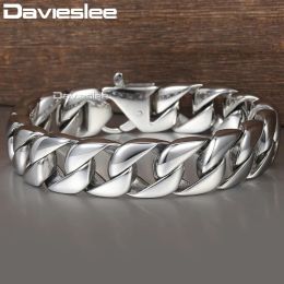 Armbanden davieslee 15 mm zilveren kleur stoeprand Cuban link heren armband 316L roestvrij staal polsband mannelijke sieraden dlhb164