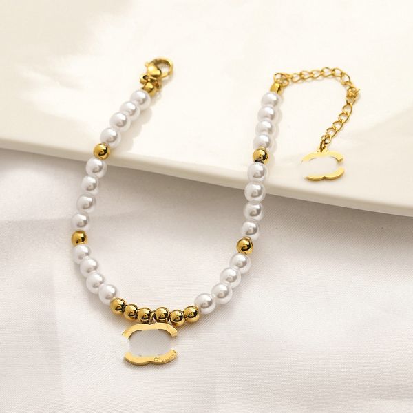 Bracelets Designer for Women Jewlery Charm Gold Links Pearl Ladies Letter Crystal Bracelet Chains Lovers Gift