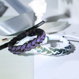 Diseñador de pulseras para mujeres hombres encaje tejido pareja reflexiva holográfica pulsera x0bo#