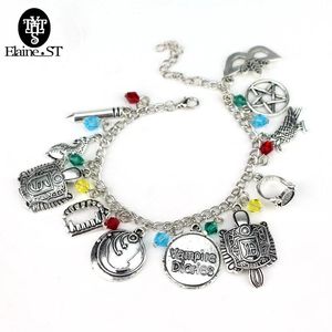 Bracelets DIY The Vampire Diaries Bracelet à breloques inspiré Elena Stefan Damon Fandom Cadeau pour femmes Pulseira Masculina avec perles de cristal