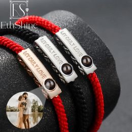 Bracelets Bracelet tressé EthShine en argent sterling 925, bracelet photo personnalisé, bracelets de projection personnalisés, cadeau commémoratif pour couples