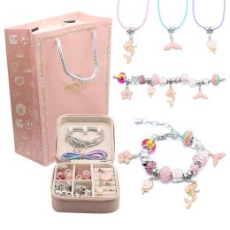 Bracelets tendance produits nouveau Bracelet de perles de cristal rose bricolage Bracelet pour enfants bijoux licorne mignon coffret cadeau