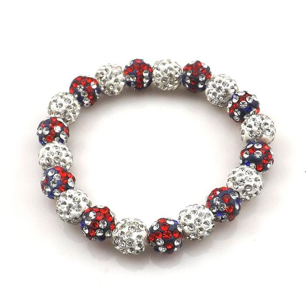 Bracelets mode drapeau britannique Bracelet strass boule Disco perlé Bracelets extensibles 5 pièces/lot