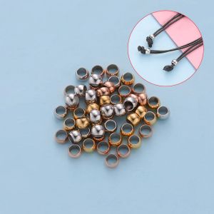 Bracelets fnixtar 200pcs 3 * 4 mm perles en acier inoxydable Ball Metal Big Hole Perles d'espaceur pour les bijoux Collier de bracelet de bricolage