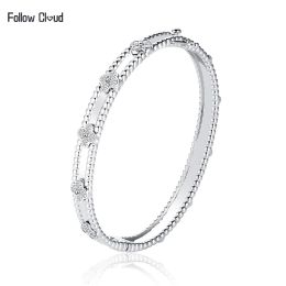 Armbanden volgen wolken totaal 0,68ct 40 pcs 1,6 mm Moissanite armbanden Lab diamantbangle 925 Sterling zilver 17 cm voor vrouwen fijne sieraden