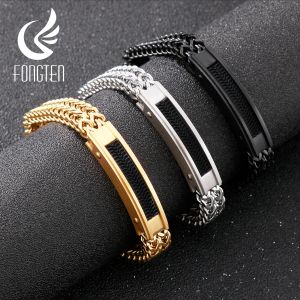 Bracelets Fongten Punk brillant maille chaîne hommes bracelet en acier inoxydable simple charme mode bracelet bijoux