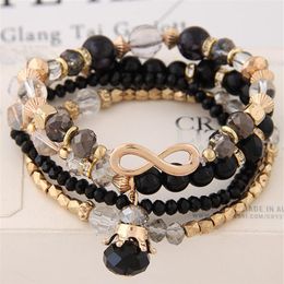 Armbänder Für Frauen Bijoux Gläser Stein Perlen Armbänder Armreifen Gold One Direction Multilayer Elastische Charme Pulsera220T