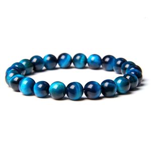 Bracelets for Women Blue Natural Royal Tiger Eye Bracelet à la main Énergie élastique 8 mm Perles de pierre bijoux Pulsera 240423