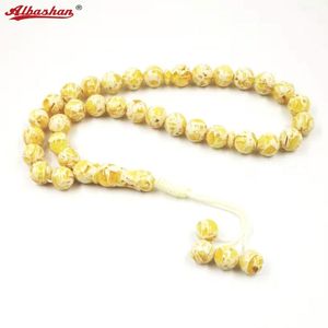 Bracelets parfum Tesbih résine jaune homme Tasbih perles de prière islamique Sobh Mulsim chapelet perle Bracelets aromatiques