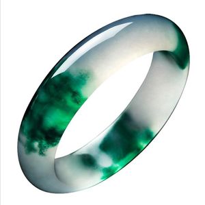 Armbanden Echte Natuurlijke Groene Jade Bangle Armband Charme Sieraden Mode Accessoires Handgesneden Amulet Geschenken voor Vrouwen Mannen 64mm