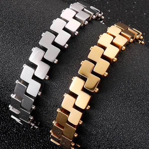 Bracelets Gold plaqué en acier inoxydable masculin à main bandes bracelets homme homme bracele pour hommes