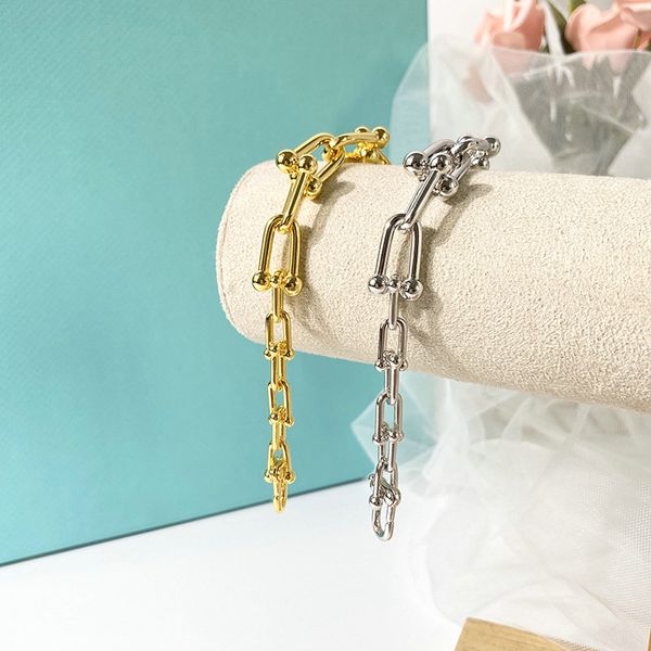 Bracelets chaîne plaquée or/or blanc, bijoux en bambou, lettre, cadeau de mariage, vente en gros d'usine avec sac à poussière gratuit