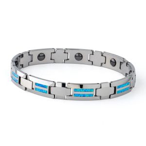 Pulseras de alta calidad sin deslustre a prueba de agua diseñador coreano para hombre azul ópalo carburo de tungsteno joyería de moda pulseras brazaletes para hombre