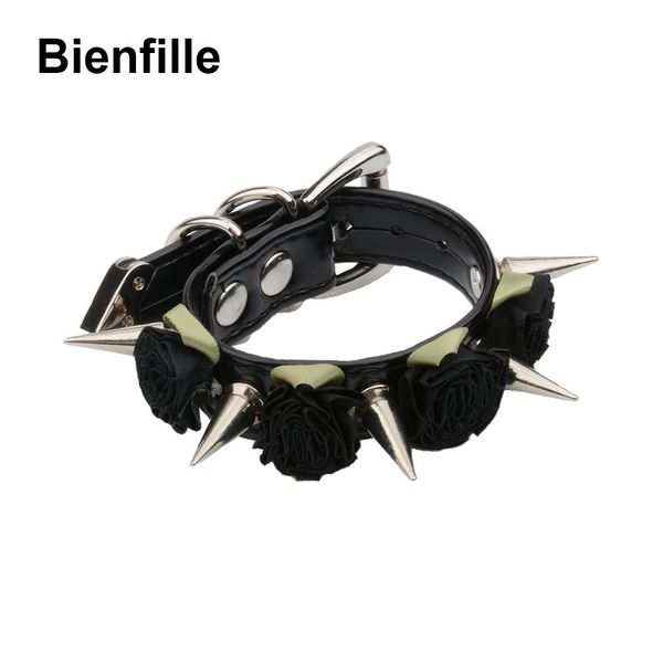 Bracelets Chaud À La Main Punk Fleurs À Pointes Bracelet En Cuir PU Hommes Charme Bracelets Pour Femme Pointes Manchette Bijoux Cadeaux En Gros