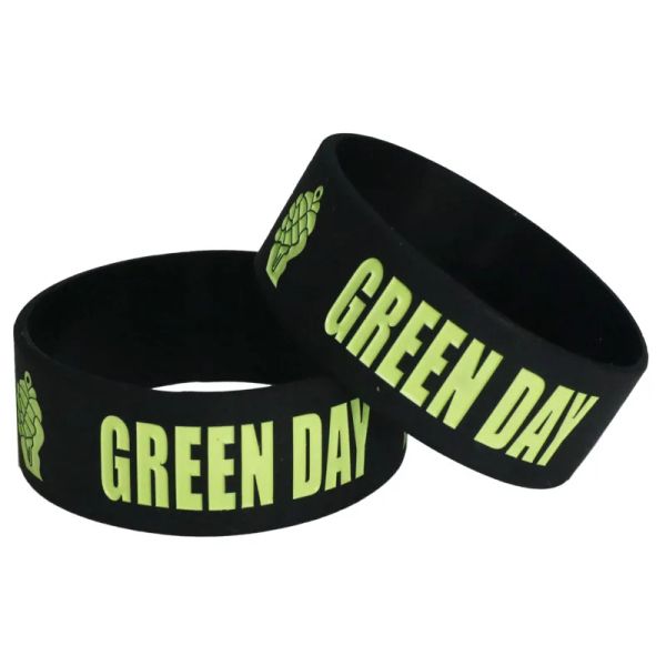 Bracelets Venta caliente 1pc Día verde Silicona Bracelets brazaletes Black Silicone Pulsera de pulsera para bandas de música Fans Regalos SH070