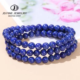 Bracelets JD 6A qualité pierre naturelle Lapis Lazuli 3 couches perle brin Bracelets femmes hommes charme énergie Yoga méditation élastique Bracelets