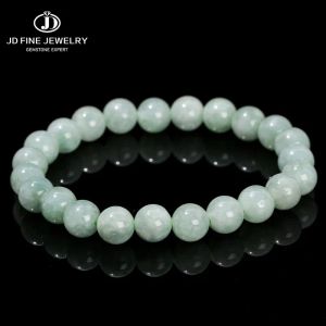 Armbanden jd -kwaliteit natuurlijke echte Emerald Jade Round Bead Strand Hand Bracelet For Women Luxury Wealth Lucky Amulet Bangles Jewelry