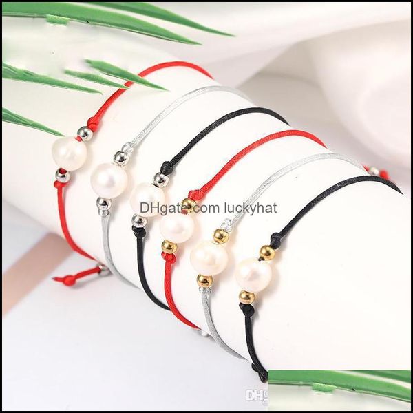 Bracelets Bijoux Arrivée En Acier Inoxydable Perles Corde Perle Charme 3 Couleur Bohême Tressé Amitié Bracelet Bijoux Cadeau Pour Femmes Hommes Dro