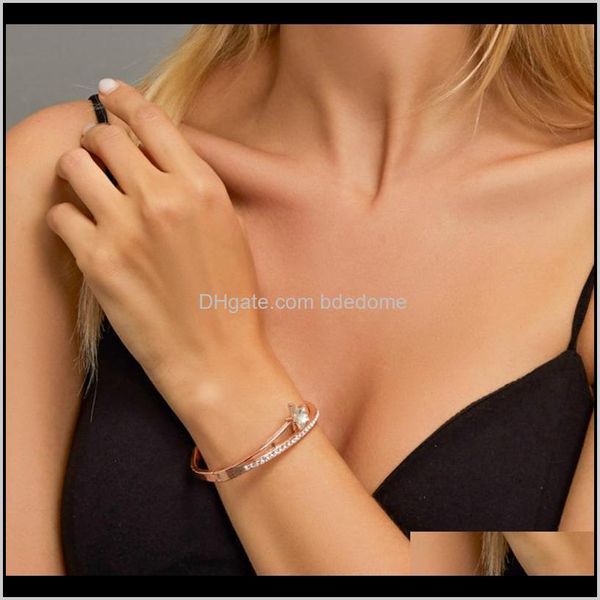 Bracelets Bijoux Drop Delivery 2021 Bracelet Bracelet Formes Géométriques Simples Étoile Carré Triangle Cristal Réglage Or Sier Couleur Plaqué Wome