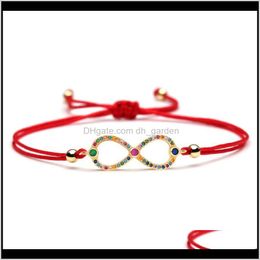 Armbanden sieraden drop levering 2021 glanzende veelkleurige kubieke zirkonia koperen infinity love charmel Bracelet dames meisje micro pave cz heerlijk rood