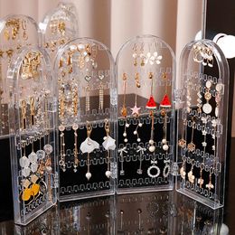 Boîte de rangement de bijoux, présentoir de boucles d'oreilles, organisateur de bracelets et de colliers, boîte en plastique Portable pliable