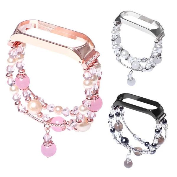 Bracelets bijoux Bracelet pour Xiaomi Mi Band 6 5 4 3 Bracelet perle remplacement Bracelet de montre pour Miband 6 5 4 3 femmes fille mode Bracelet