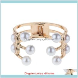 Bracelets Bijoux Mode Tendance Ins Designer De Luxe Exagéré Multi Couche Belle Diamant Cristal Perle Ouvert Bracelet Bracelet Pour W