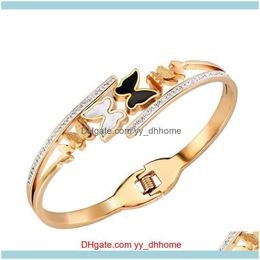 Armbanden sieradenfashion sieraden luxe ontwerper mousserende diamant zirkonia mooie vlinder geometrische titanium roestvrijstalen bangle wo