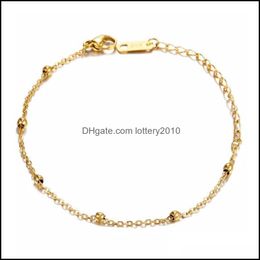 Bracelets Jewelrytrend Perles En Acier Inoxydable Bracelet Pour Femmes Or Rose Dainty Boule Lien Chaînes Cheville Charme Bijoux Aessories Cadeau Lien