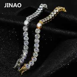 Bracelets JINAO 1 rangée AAA zircon cubique pavé tout glacé Tennis Bling Lab CZ pierres bracelet