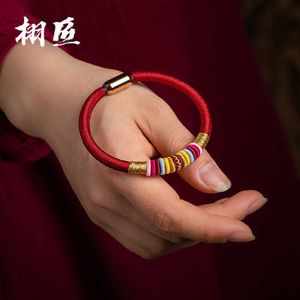 Armbanden Jiucheng Jiaye Vajra Knoop Hand vrede en veel geluk in het nieuwe jaar, rood touw, paar armband, magnetische gesp, handgemaakte nationale stijl sieraden