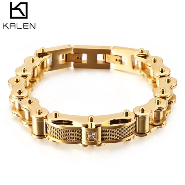 Bracelets Kalen Bike Chain Bracelet Men Motorcycle en acier inoxydable Bracelets de bijoux masculins