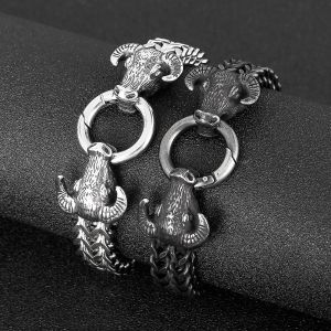 Bracelets Kalen Vintage zodiaque taureau accessoires hommes couleur acier noir Bracelet cadeau d'anniversaire