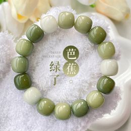 Bracelets Kawaii Basho Green Gradiente White Jade Bodhi Raíz Lindo Strand Bracelets For Girl