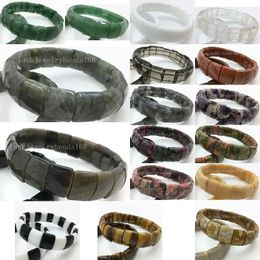 Bracelets Labradorite Jaspe Aventurine Unakite cristal Rhodorite femmes hommes Art demi-lune perles Bracelet extensible 7.5 "WFH471