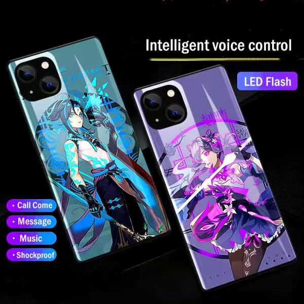 Bracelets LED Case Flash pour Xiaomi Redmi Note 10 9 8 Pro Selfie Light Cover pour Xiaomi Redmi K40 Game Edtion Mi Poco F3 Mi 11 Case de verre